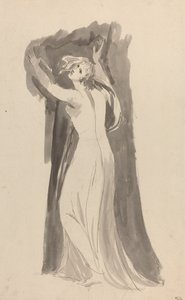 En studie av Miranda for "The Tempest" av George Romney