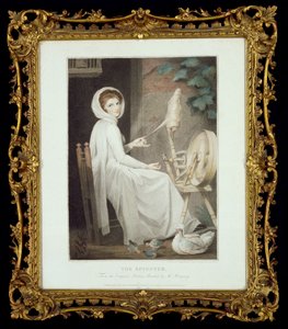 The Spinner (gravering av Thomas Cheesman, etter G. Romney, utgitt av John og Josiah Boydell 1789) av George Romney