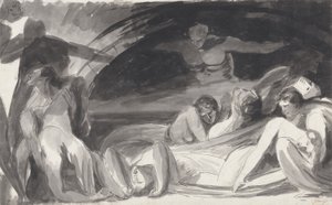Howard besøker et fengsel (penn og blekk og vask over grafitt på lagt papir) av George Romney