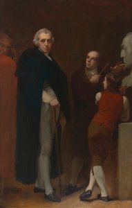 John Flaxman modellerer bysten til William Hayley av George Romney