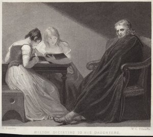 John Milton dikterer til døtrene sine av George Romney