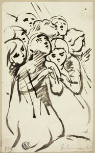 Knælende skikkelser samlet sammen av George Romney