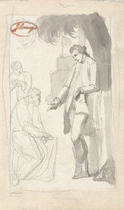 Major Pierson and the Brahman (grå vask og grafitt på lagt papir) (se 153906) av George Romney