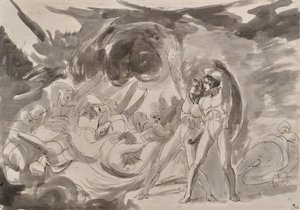 Satan betrakter de falne englene av George Romney
