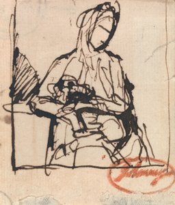 Sittende kvinne: Muligens fru Harris av George Romney