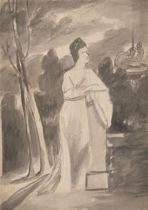 Kvinne ved en kolonne av George Romney