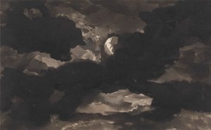 Studie av en skyet månebelyst himmel av George Romney