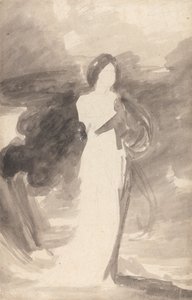 Studie av en dame som står av George Romney