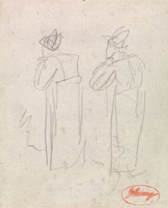 To stående figurer med høye hatter av George Romney