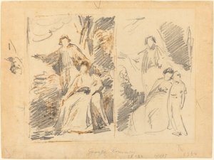 To studier for et portrett av Warren-familien av George Romney