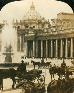Vogner ved fontenen på Petersplassen, Roma, Italia, c1909.