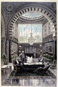 Det var et sted for samtale som var mest behagelig (side 34) i "" Testamentet til en eksentriker"" av Jules Verne