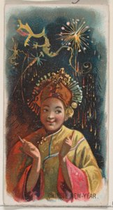 Kinesisk nyttår, fra Holidays-serien N80 for Duke-sigaretter, 1890., 1890. av George S. Harris and Sons