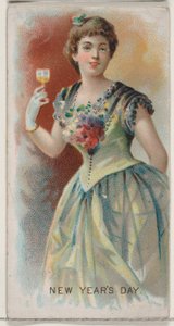 New Year's Day, USA, fra Holidays-serien N80 for Duke-sigaretter, 1890., 1890