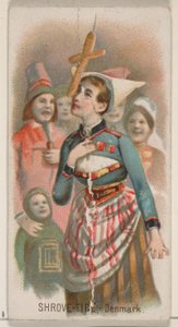 Shrove-Tide, Danmark, fra Holidays-serien N80 for Duke-sigaretter, 1890., 1890. av George S. Harris and Sons
