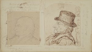 Studier av kaniner med overlagrede portretter av William Blake og Henry Fuseli (grafitt og blekk på papir)