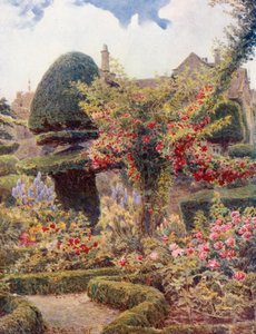 Rosehagen ved Levens Hall, Westmoreland (fargelitografi)