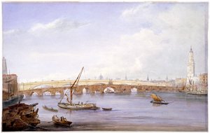 Gamle og nye London Bridges, London, 1831.