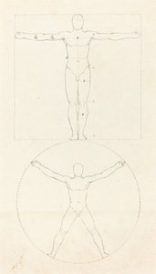 Sirkel og kvadrat av menneskefiguren av George Scharf after John Flaxman