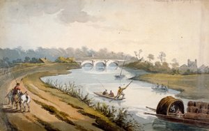 Themsen nær Chertsey, Surrey, c1820