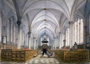 Innvendig utsikt over Temple Church, London, 1811. av George Shepherd