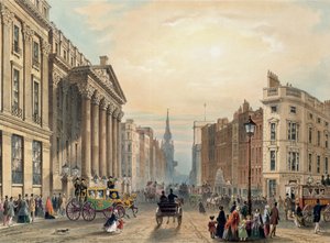 Mansion House ser mot Cheapside, gravert av Thomas Picken (d.1870) utgitt av Ackermann 1851 av George Shepherd