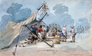 Utsikt over folk som deltar på Peckham Fair, London, c1820 av George Shepherd