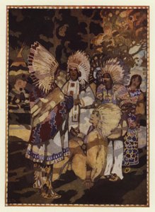 "Jeg er lei av det ensomme livet; jeg har kommet for din datter" (farge litho) av George Sheringham