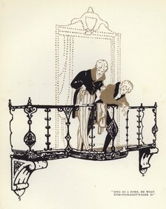 Illustrasjon for The Happy Hypocrite av Max Beerbohm (farge litho) av George Sheringham
