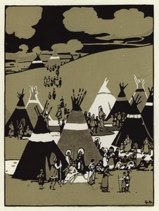 Om kvelden kom de til en leir (farge litho) av George Sheringham