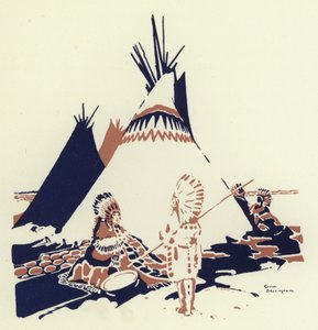 Så de trakk lodd for å se hvem som skulle søke ham i skogen (farge litho) av George Sheringham