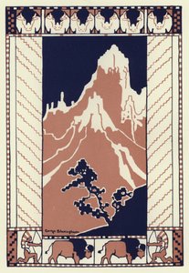 Den natten da hele landsbyen sov, gikk gutten til foten av fjellet (farge litho) av George Sheringham