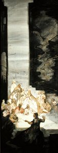 The Tale of Kynon, sønn av Clydno, da kong Arthur var på Caerllan upon Usk (akvarell med kroppsfarge og gullmaling på silke)