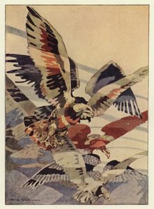 Den store ørnen laget vindene for ham (farge litho) av George Sheringham