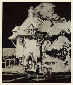 "Hvor skal du med kua?" (farge litho) av George Sheringham