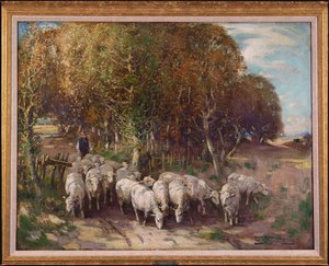 Driving the Flock (olje på lerret) av George Smith