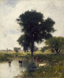 Storfe i bassenget (A Summer Landscape), 1880 av George Snr. Inness