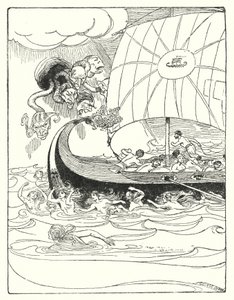 Jason og argonautene: "Og de fanget skipet og ledet henne og førte henne videre fra hånd til hånd" (litho) av George Soper