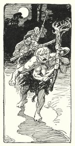 Jason og argonautene: "Mens de lå og sov, kom de ned på de forferdelige mennene" (litho) av George Soper