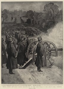 Royal Horse Artillery avfyrer Minute-Guns i Long Walk i Great Park, Windsor