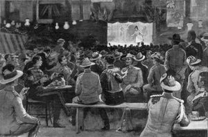 The Entertainment of Colonials gitt av The Royal Horse Guards på Albany Street Barracks, illustrasjon fra 