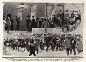 Generalstreiken i Firenze, hverdagsscener i gatene av George Soper