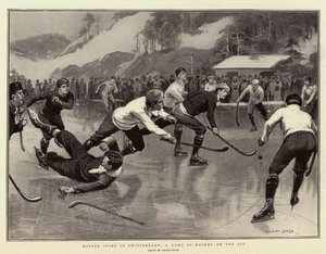 Vintersport i Sveits, et hockeyspill på isen