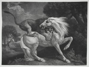 En hest angrepet av en løve, 1788. av George Stubbs