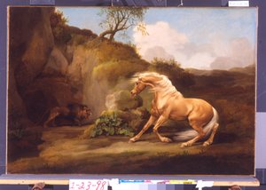 En hest som er skremt av en løve, ca. 1790-5