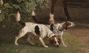 Detalj fra William Henry Cavendish Bentinck, 3. hertug av Portland foran Welbeck Abbey Riding Stables, 1766-7 av George Stubbs