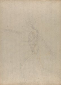 Studie av den menneskelige figuren, sidevisning, fra en sammenlignende anatomisk utstilling av strukturen til menneskekroppen med strukturen til en tiger og en fugl, 1795-1806 (grafitt på kraftig vevd papir) av George Stubbs