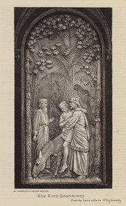 Den barmhjertige samaritan (gravering) av George Tinworth