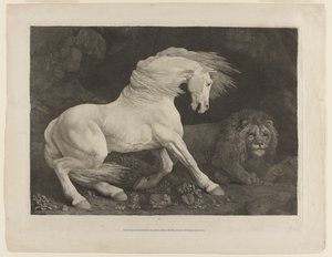 En hest skremt av en løve, etter George Stubbs (1724-1806)