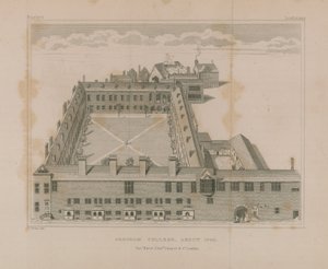 Luftfoto av Gresham College av George Vertue